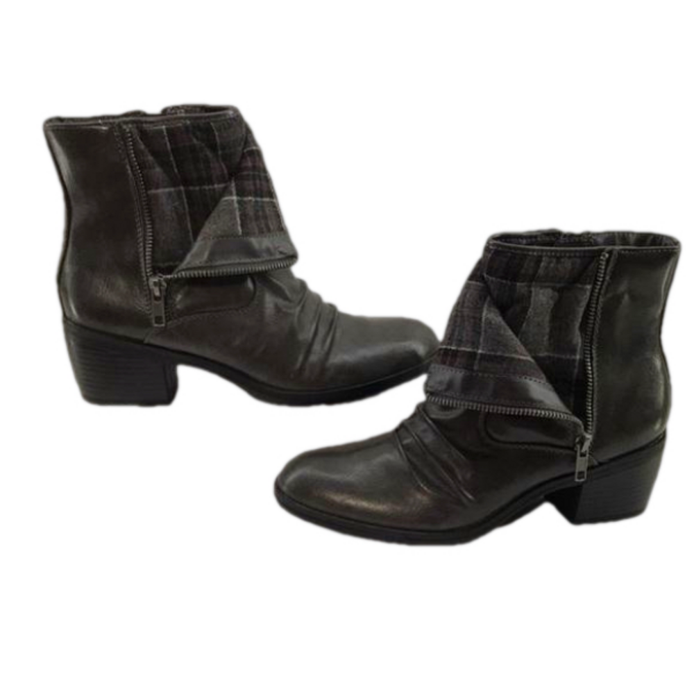 LIFE STRIDE SOFT SYSTEM Watchful Gray Faux Leather Almond Toe Ankle Zip Boots—8M - Picture 6 of 16
